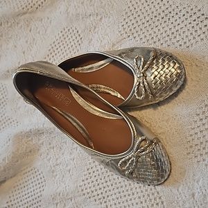 Sperry Topsider Champagne Metallic Slip On Ballet Flats Leather Size 7.5